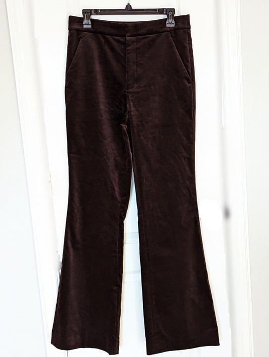 A.L.C. Sophie II Women's Velvet Flare Pants Chocolate Plum Size 8 (MSRP $450)