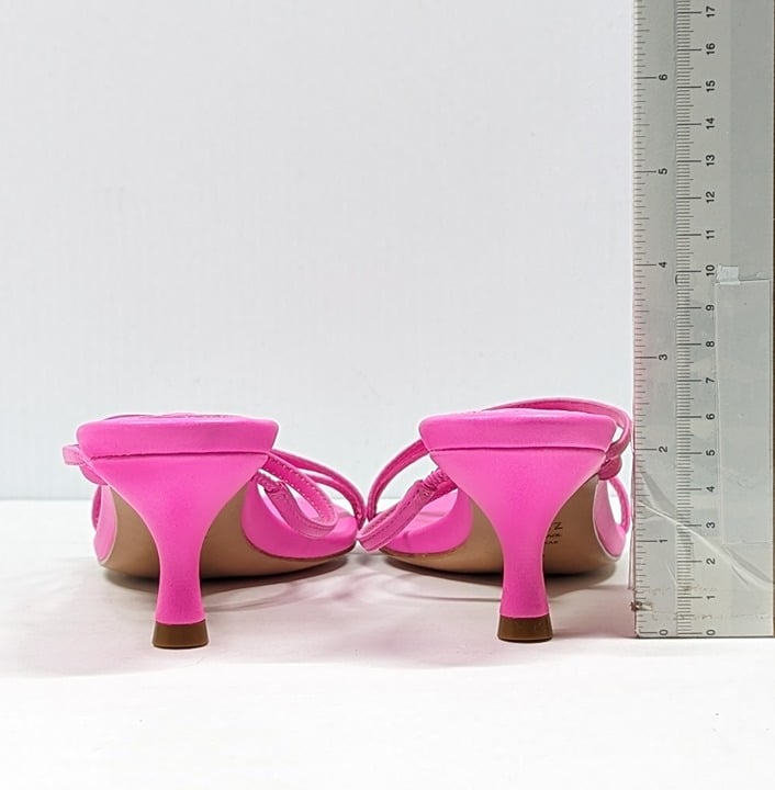Schutz Women's Evenise Neon Pink Kitten Heel Sandals Size 8 B (MSRP $160)