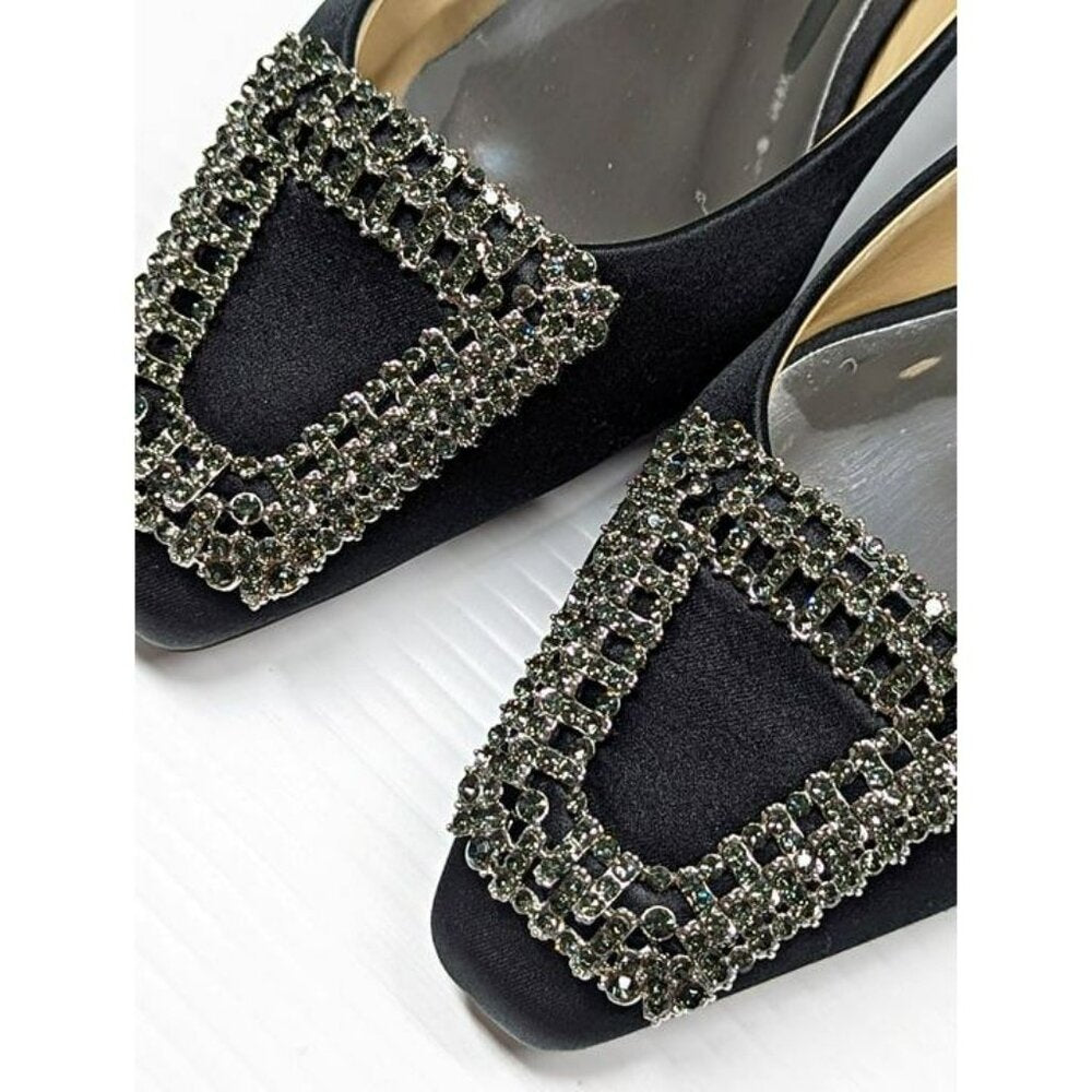 Badgley Mischka Women's Emerie Slip On Embellished Flat Black Size 6.5 MSRP $225