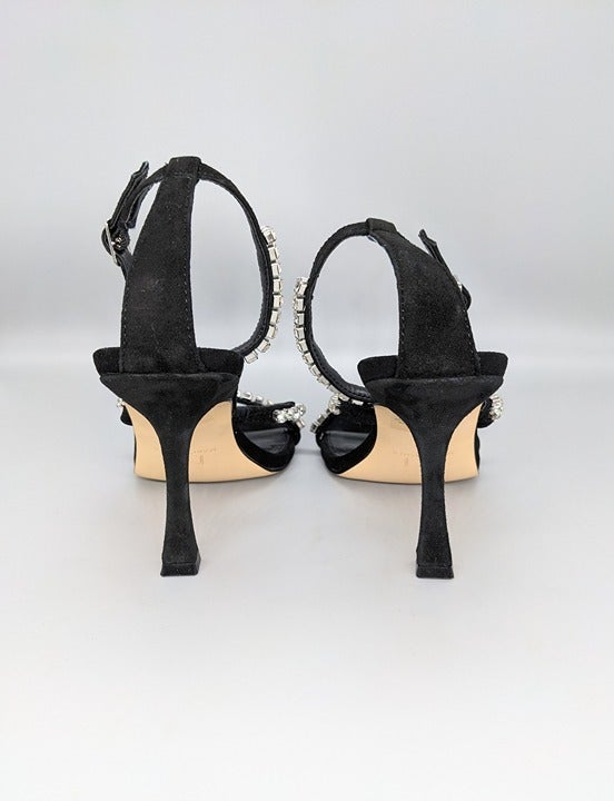 Marc Fisher Women's Dezzi Rhinestone Ankle Strap Sandal Black Size 7.5 MSRP $150