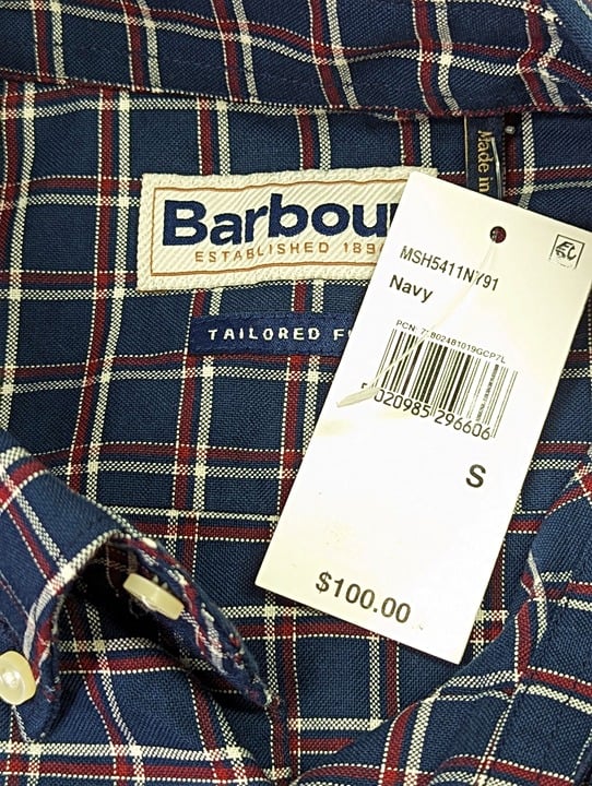 Barbour Harthope Men's Cotton Tailored Fit Button Down Shirt Size S (MSRP $100)