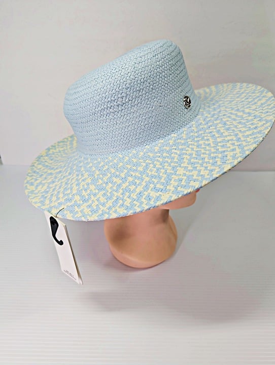 Calvin Klein Women's Ombre Woven Sun Hat Pale Blue with Drawstring (MSRP $68)
