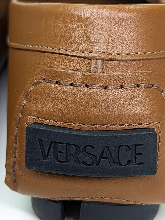 Versace Men's Medusa Coin Biggie Leather Slip On Penny Drivers Size 43 MSRP $775