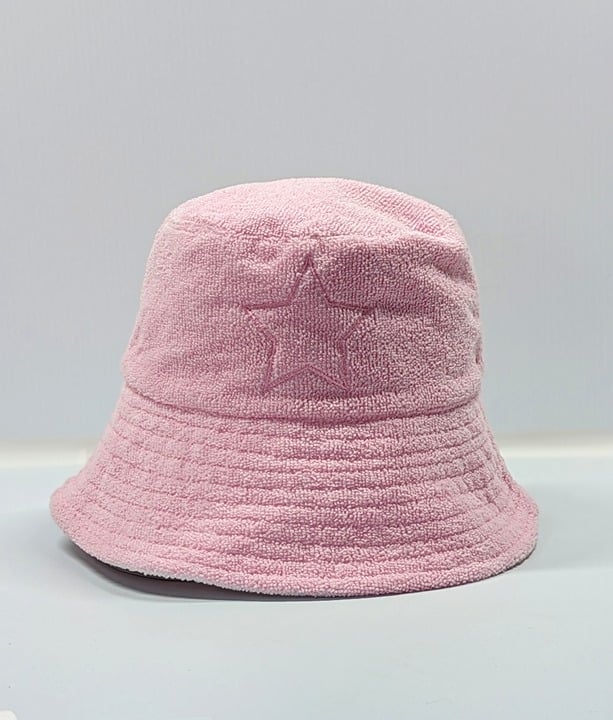 Jocelyn Women's Reversible Star Terry Bucket Hat Light Pink O/S (MSRP $65)