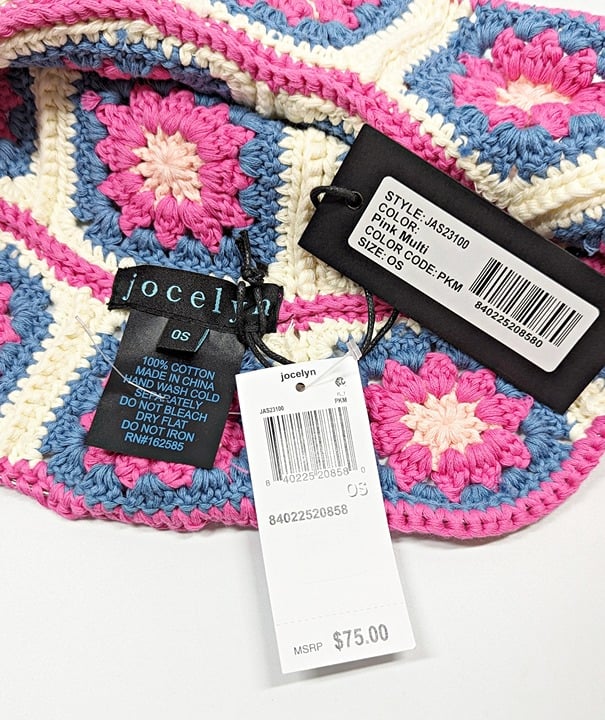 Jocelyn Women's The Tulum Crochet Hat Pink Multi O/S (MSRP $75)