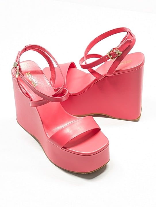 Michael Kors Women's Paola Strappy Platform Wedge Sandals Pink Size 8 MSRP $155