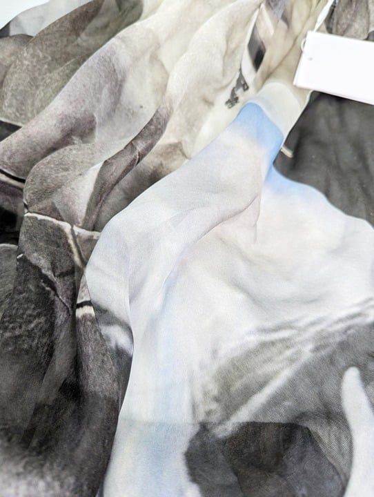 Helmut Lang Women's Silk Bubble Skirt Silver Car Print Size XS (MSRP $395)
