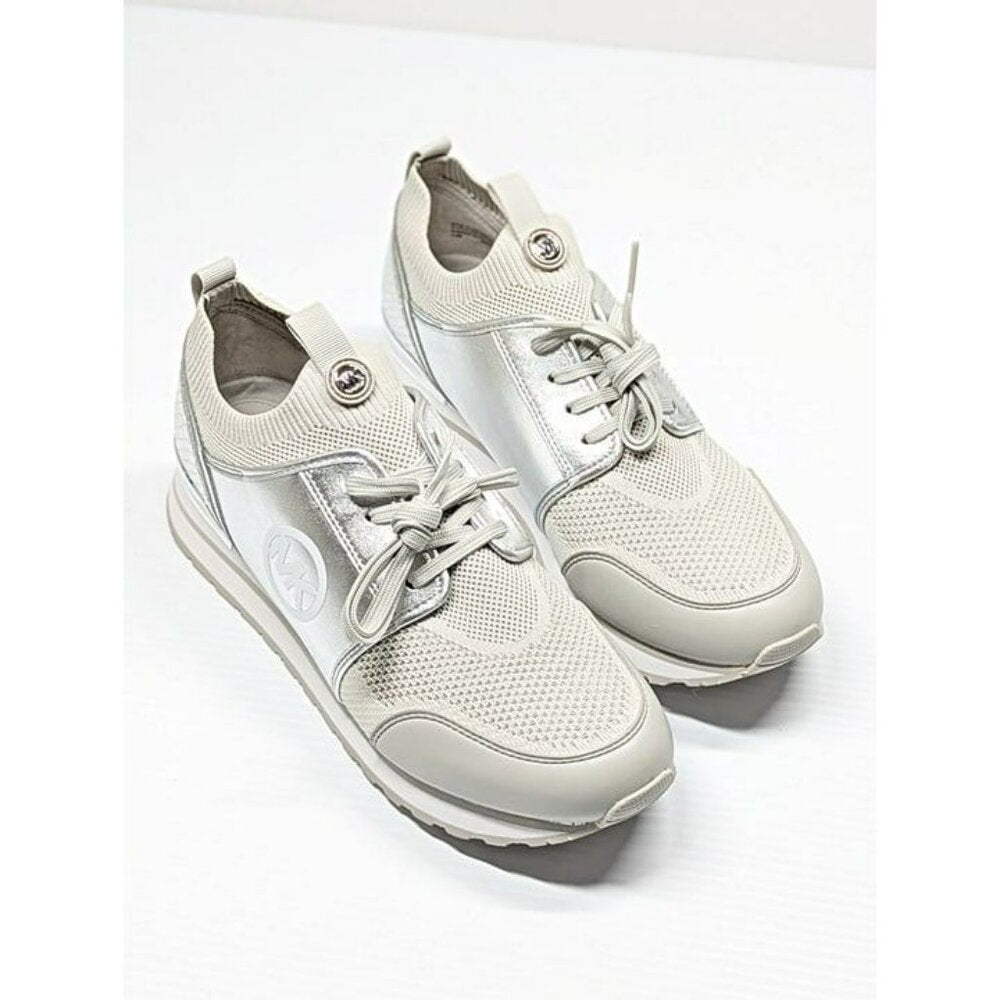 Michael Kors Women's Dash Knit Trainer Sneakers Silver Size 9.5 M (MSRP $165)