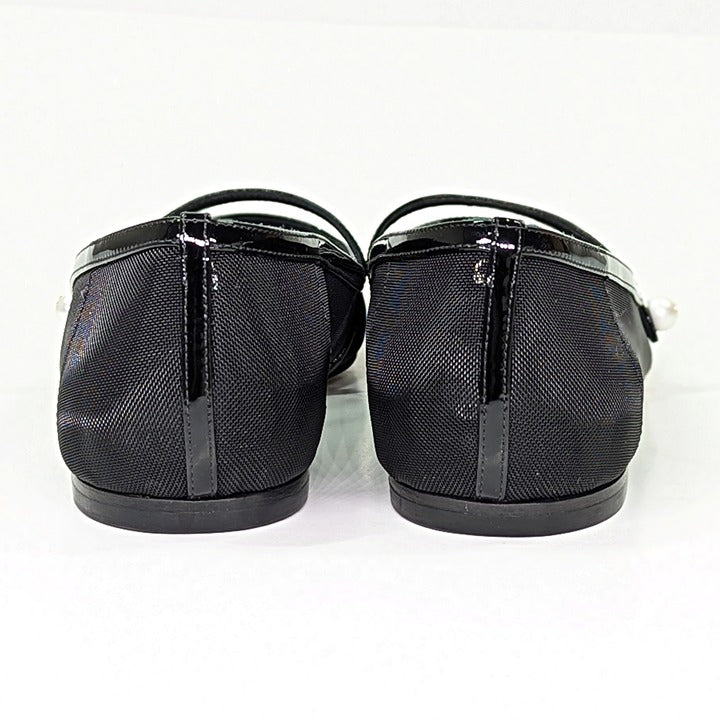 Jimmy Choo Elisa Women's Ballet Flats Patent and Mesh Black Size 38 (MSRP $795)