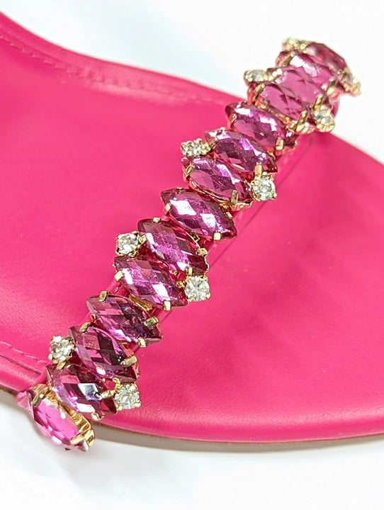 Aje Women's Jewel Sculptural Strappy Heel Fuchsia Pink Size 37 EU (MSRP $325)