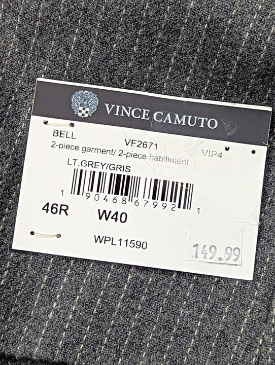 Vince Camuto Men's Bell 2-Piece Suit Light Gray Striped Size 46R/W40 (MSRP $150)