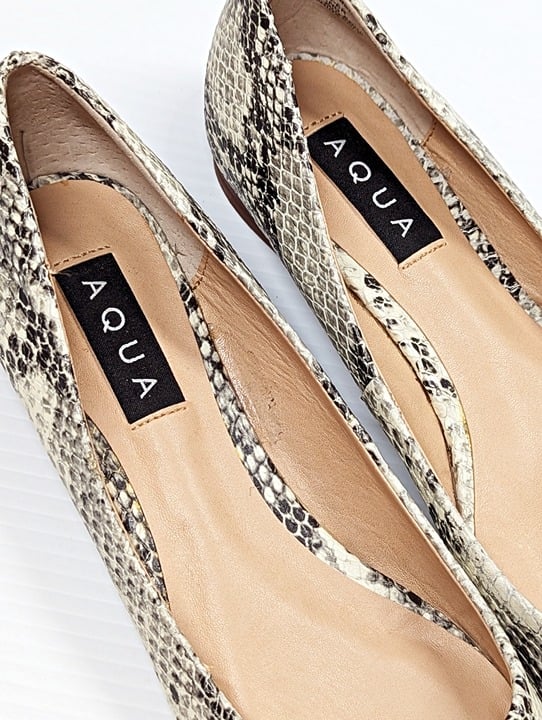 Aqua Women's Abel Snake Embossed Point Toe Flats Size 7 M (MSRP $79)