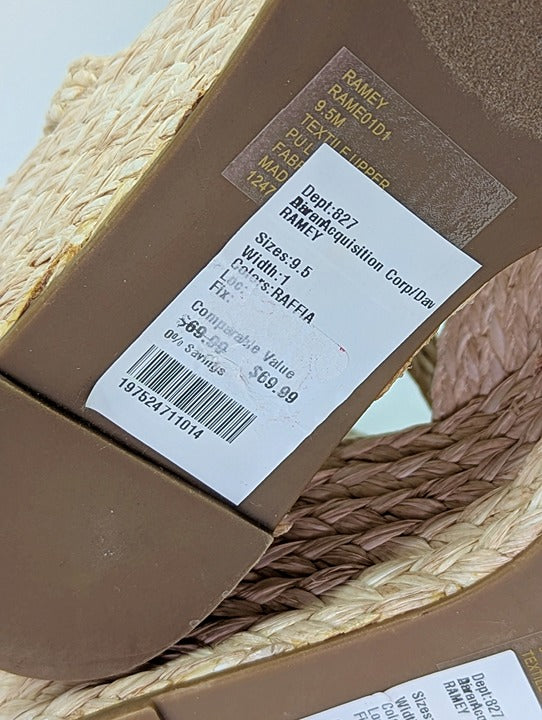 Steven New York Ramey Espadrille Platform Wedge Raffia Sandal Size 9.5 MSRP $130