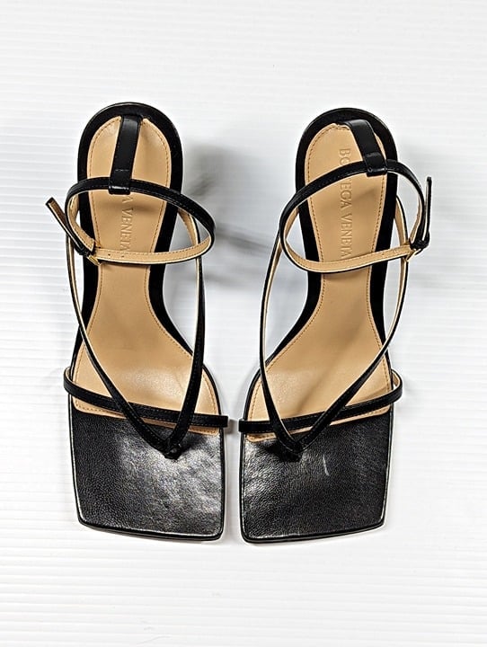 Bottega Veneta Women's Black Stretch Strappy Wedge Sandals Size 36 (MSRP $1,100)
