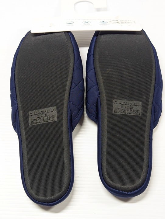 Charter Club Women's Quilted Slippers Indigo Sea Size XL (11-12) MSRP $35