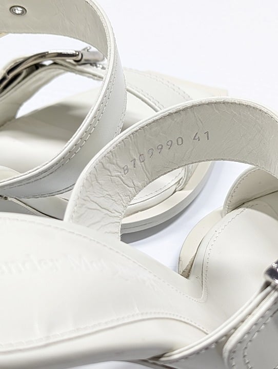 Alexander McQueen Women's White Double Buckle Punk Mules Size 41 (MSRP $1,090)