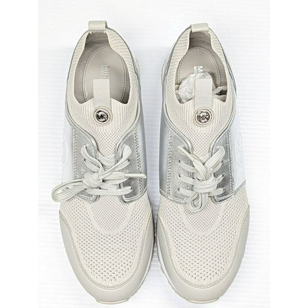 Michael Kors Women's Dash Knit Trainer Sneakers Silver Size 9.5 M (MSRP $165)