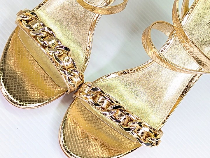 Michael Kors Asha Embellished Snake Embossed Leather Sandal Size 9.5 (MSRP $225)