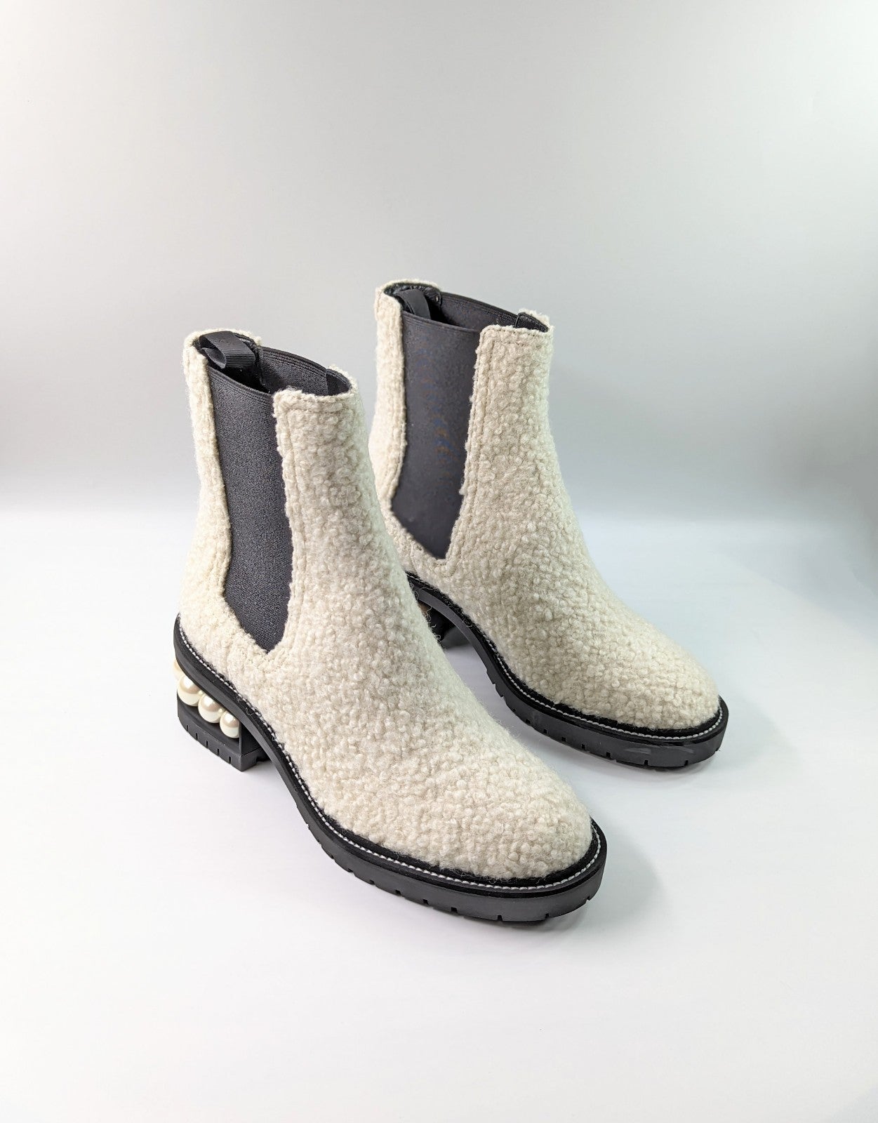Nicholas Kirkwood Casati Pearl-Embellished Ankle Boots Size 38.5 EU MSRP $1,389