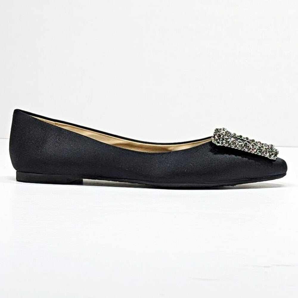Badgley Mischka Women's Emerie Slip On Embellished Flat Black Size 6.5 MSRP $225