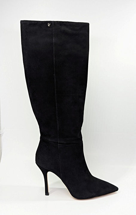 Larroude Kate Heels Boots Black Suede Knee High Stiletto Size 9 (MSRP $525)