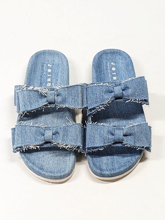 Joshua*S Sanders Women's Light Denim Knot Slides Sandals Size 37 IT (MSRP $272)