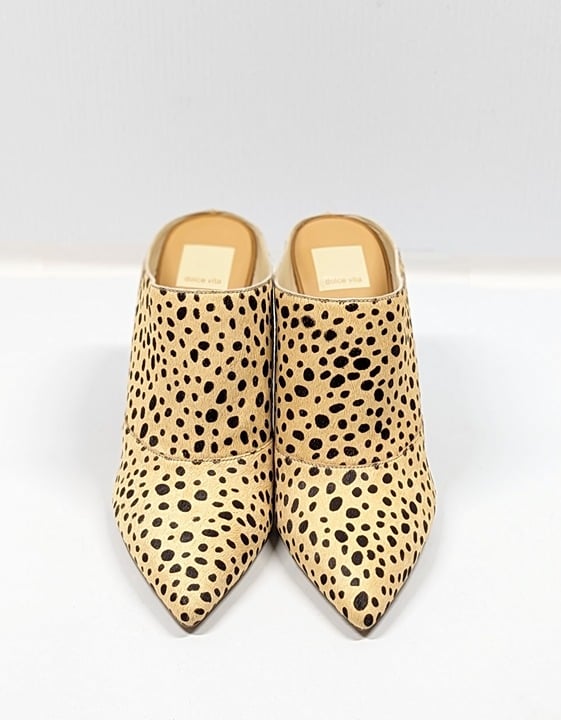 Dolce Vita Women's Cinda High-Heeled Leopard Calf Hair Mules Size 10 (MSRP $198)