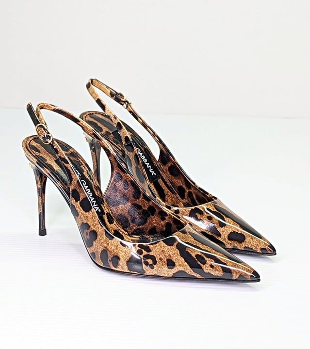 Dolce&Gabbana Leopard Pointed Toe Slingback Stiletto Pumps Size 36.5 MSRP $1,145