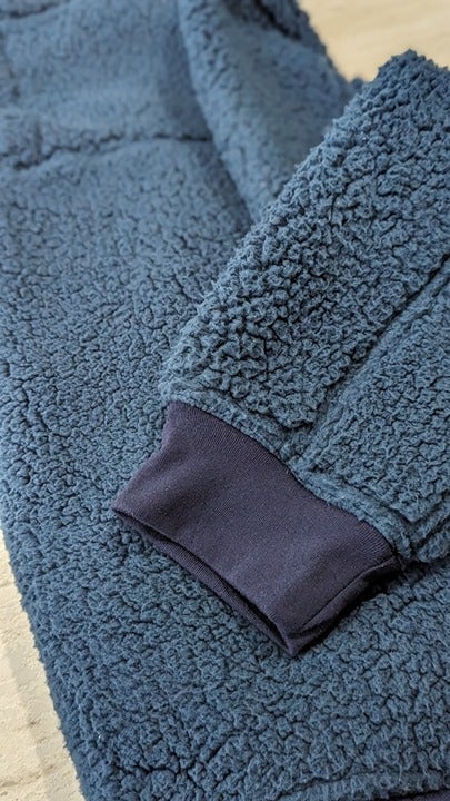 M.Singer Men's Navy Mock Neck 1/4 Placket Fleece Pullover Size L (MSRP $165)
