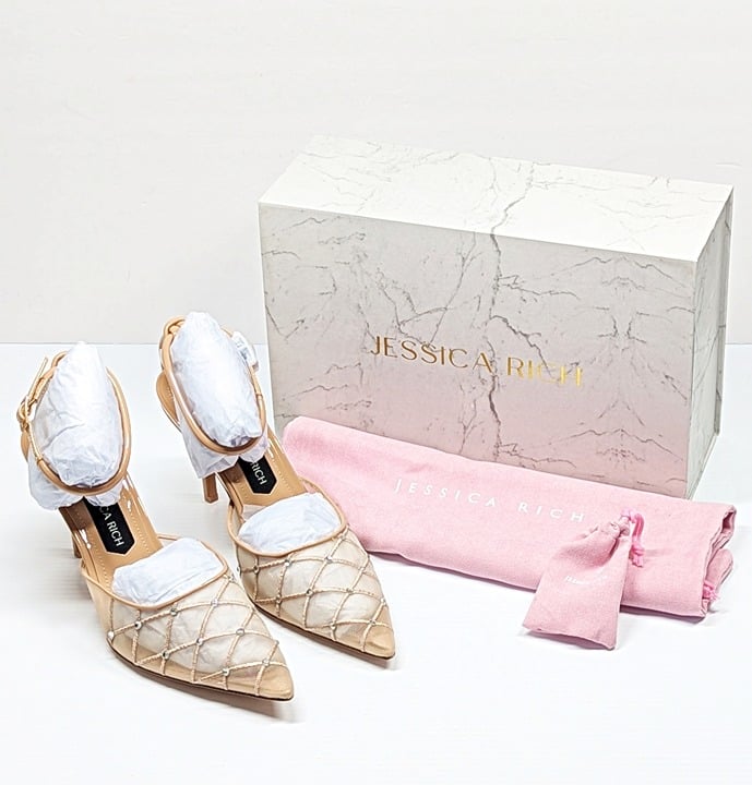 Jessica Rich Women's Amora Embellished Mesh Pointed Toe Pumps Size 40 MSRP $250