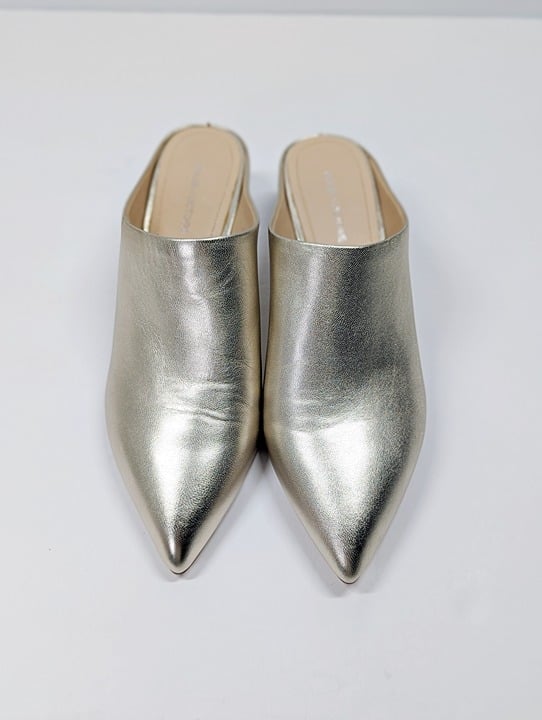 Pour La Victoire Women's Korrine Leather Heel Mules Champagne Size 7 (MSRP $245)