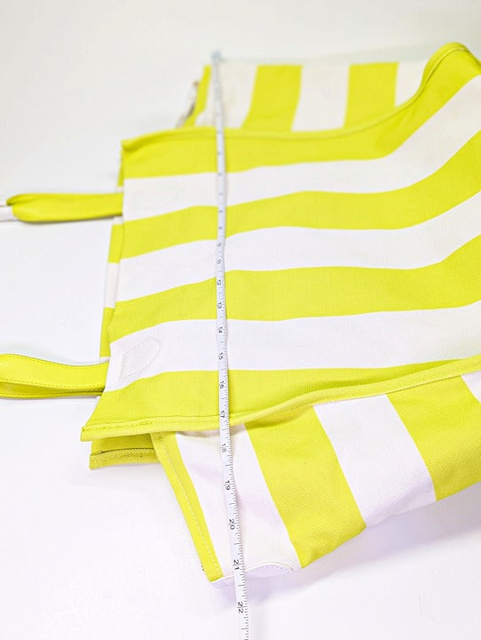 On 34th Cynthiah Extra Large Canvas Shoulder Tote Bag Lemonlime Stripe MSRP $90