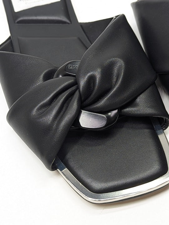 NWOB DKNY Women's Doretta Black Square Toe Slide Sandals Size 8 (MSRP $120)