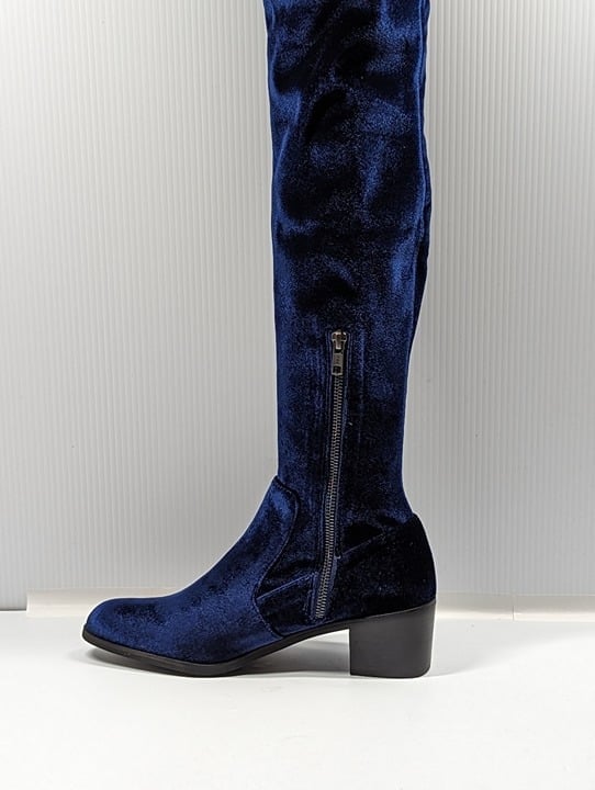 Sol Sana Women's Bianca Over-the-knee Boots Navy Velvet Size 39 EU (MSRP $180)