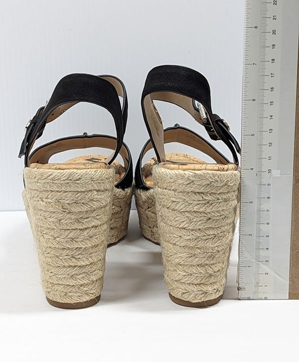 Sam Edelman Women's Maura Espadrille Wedge Sandals Black Size 9.5 M (MSRP $130)