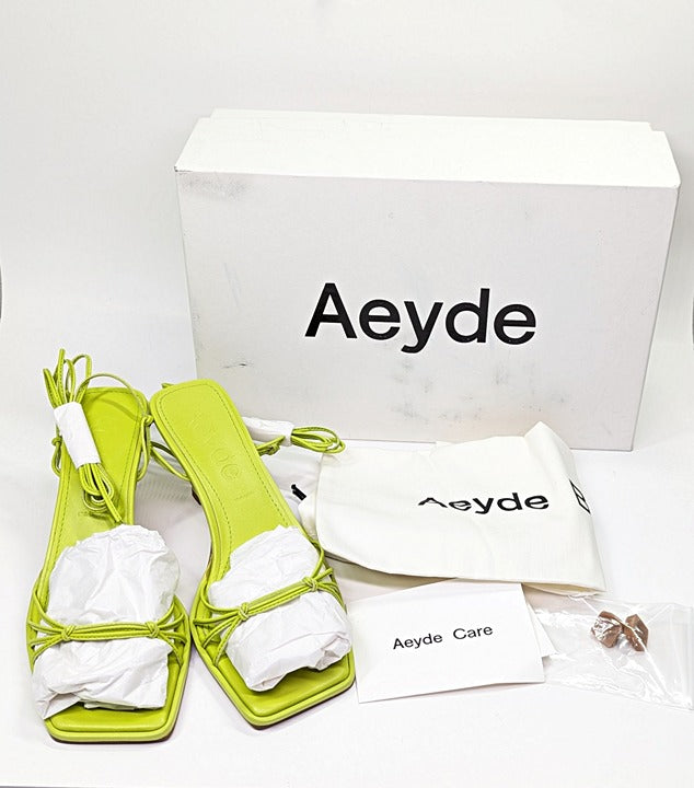 Aeyde Roda Women's Lace up Leather Sandals Apple Green Size 37 EU (MSRP $295)