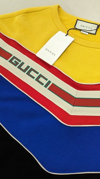 Gucci Men's Chevron Stripe Sweatshirt Multi Color Size S (MSRP $1,800)