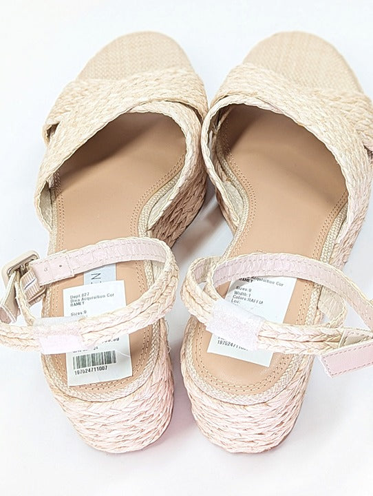 Steven New York Ramey Espadrille Platform Wedge Raffia Sandal Size 7 (MSRP $130)