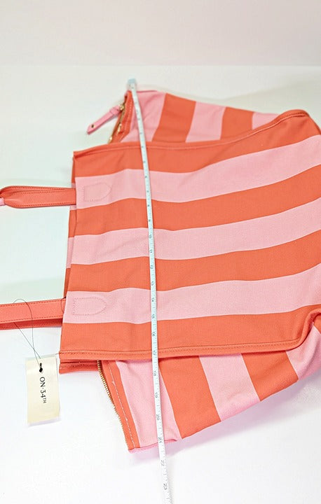On 34th Cynthiah Extra Large Canvas Shoulder Tote Bag Pink Stripe (MSRP $90)