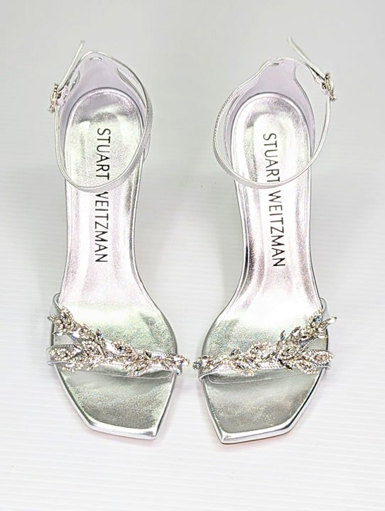 Stuart Weitzman Women's Nudist Vow Crystal Heel Sandals Size 8.5 (MSRP $650)