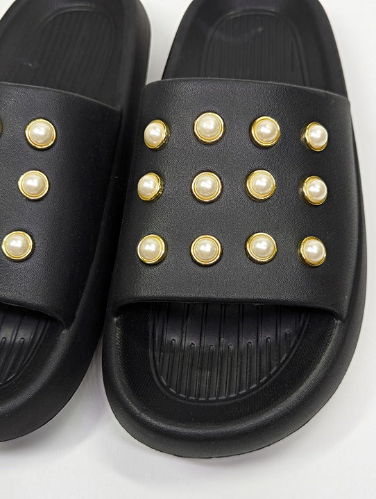 Kenneth Cole New York Mello Eva Pearl Women's Slide Sandals Size 9 (MSRP $55)