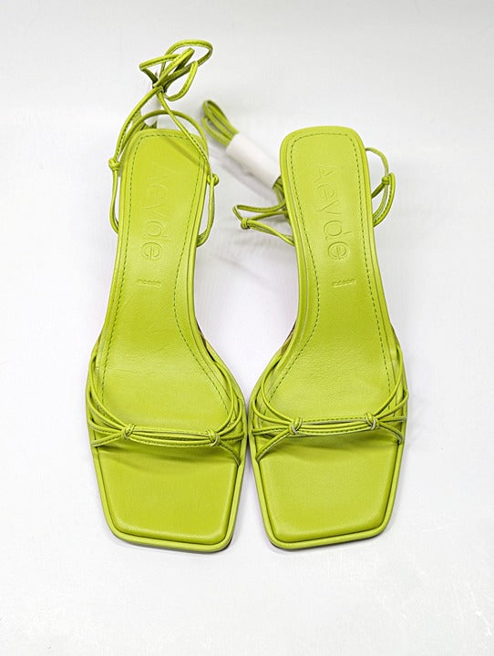 Aeyde Roda Women's Lace up Leather Sandals Apple Green Size 37 EU (MSRP $295)