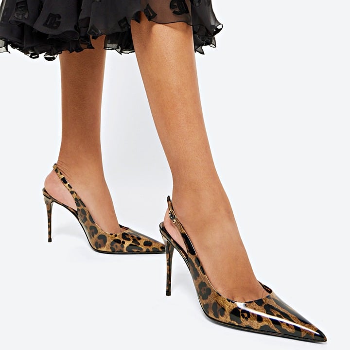 Dolce&Gabbana Leopard Pointed Toe Slingback Stiletto Pumps Size 36.5 MSRP $1,145