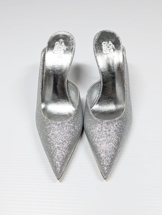 Gia Borghini Women's Abella Glitter Pointed Toe Heel Mules Size 37 (MSRP $550)