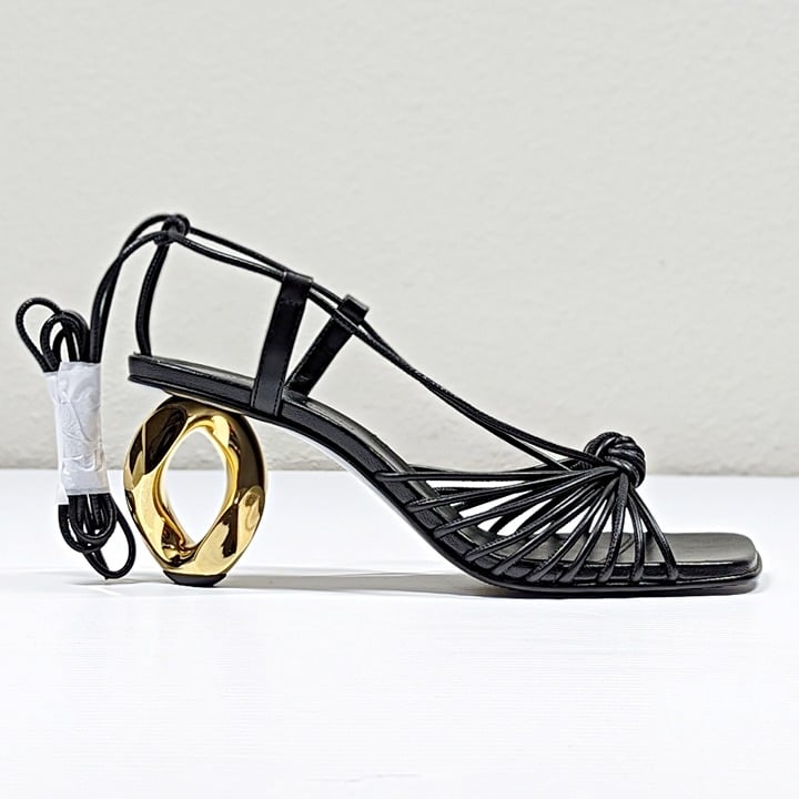JW Anderson Women's Lamb Ankle Tie Chain High Heel Sandals Size 37 (MSRP $850)