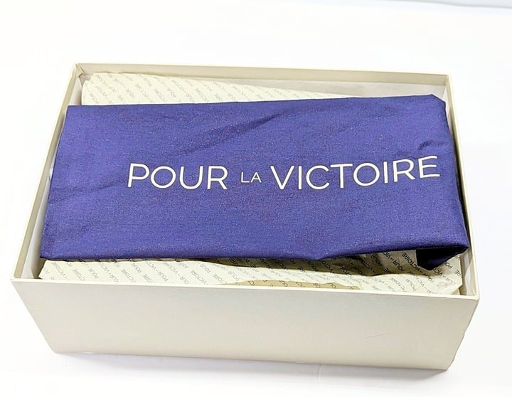 Pour La Victoire Women's Korrine Leather Heel Mules Champagne Size 8.5 MSRP $245