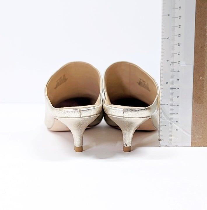 Pour La Victoire Women's Korrine Leather Heel Mules Champagne Size 7 (MSRP $245)