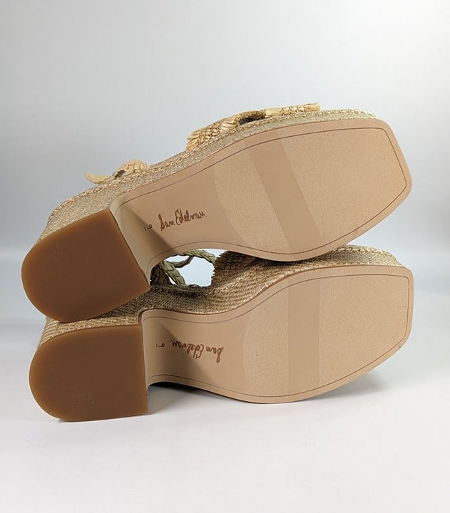 Sam Edelman Women's Tate Woven Raffia Ankle-Strap Platform Size 9 (MSRP $170)