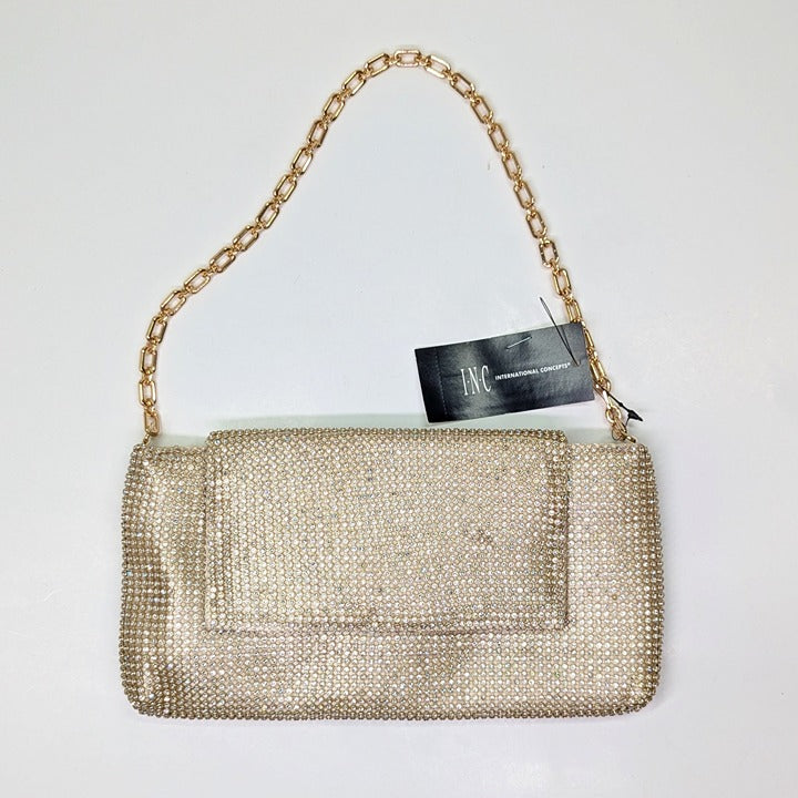 I.N.C. International Concepts Gold Mesh East West Baguette Bag (MSRP $100)