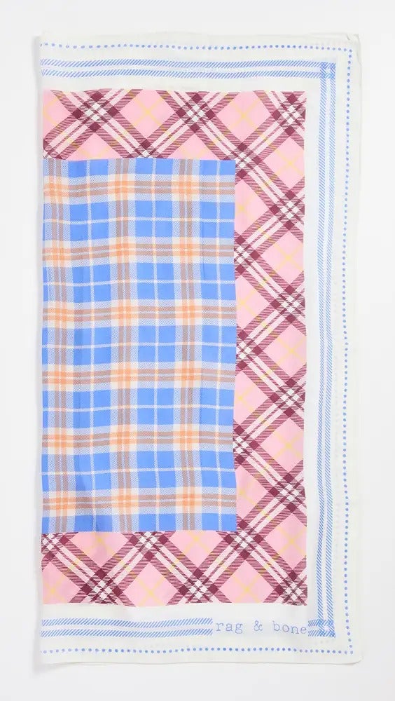Rag &Bone Women's Pink Plaid 90 Scarf 90x90cm (MSRP $150)
